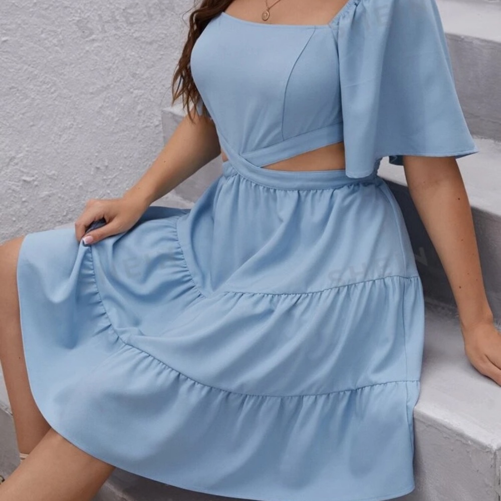 Baby blue cutout dress